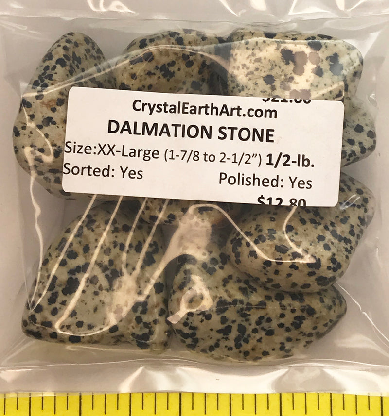 DALMATIAN STONE size XX-Large  (1-7/8 to 2-1/2") polished stones - 1/2 lb.