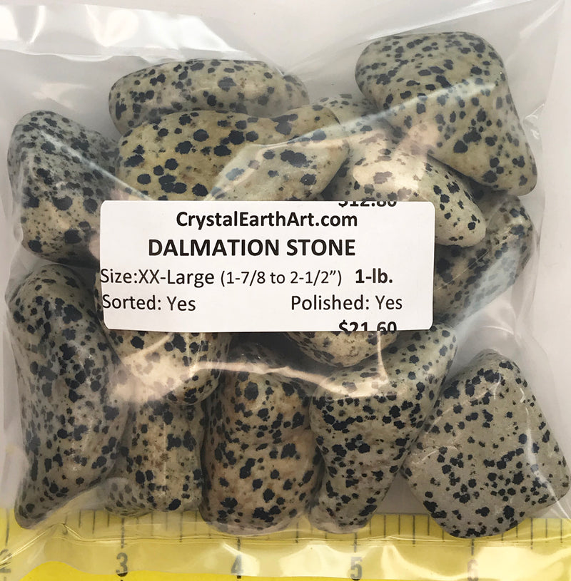 DALMATIAN STONE size XX-Large  (1-7/8 to 2-1/2") polished stones - 1 lb.