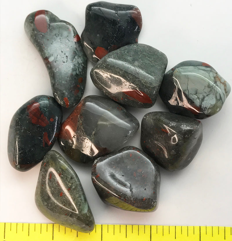 JASPER BLOODSTONE X-Large + (1-1/4" + ) polished stones.    1/2 lb bulk