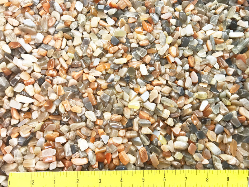 MOONSTONE X-Small  (5/16" to 5/8" ) Earth Tones polished stones.    1/2 lb bulk