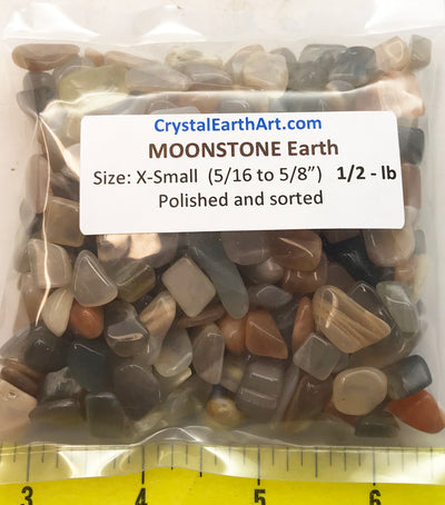 MOONSTONE X-Small  (5/16" to 5/8" ) Earth Tones polished stones.    1/2 lb bulk