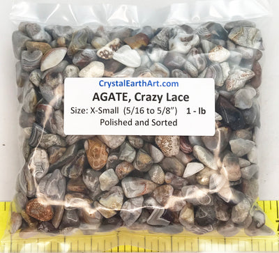 AGATE CRAZY LACE  X-SMALL ( 5/16" to 5/8" ) polished stones.    1 lb