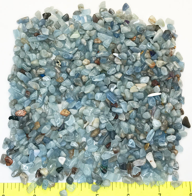 Aquamarine Mini (5-7mm or 3/16-1/4") polished light blue gem stones.  1/2 lb.