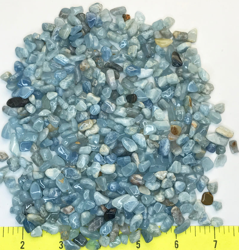 Aquamarine XX-Small (6-10mm or 1/4 - 3/8") polished blue gem stones.  1/2 lb.