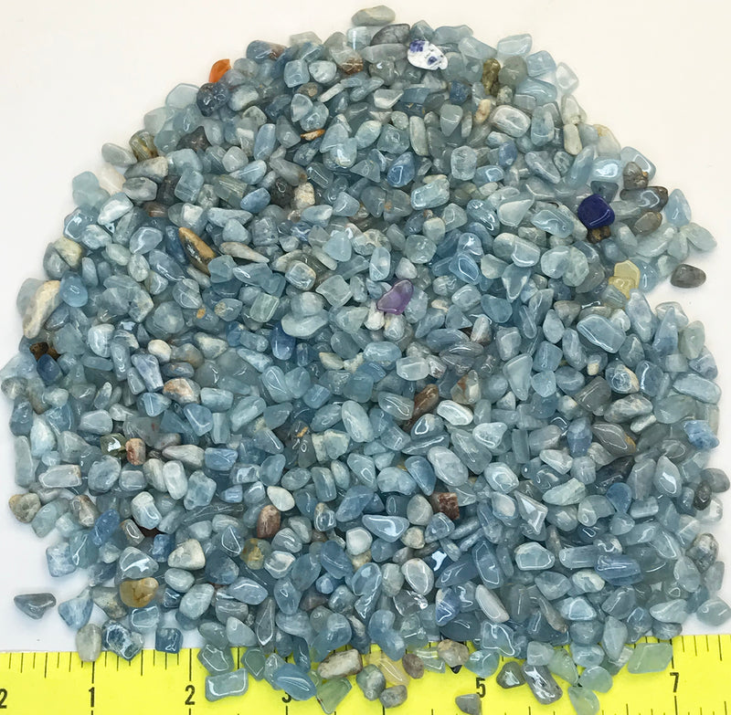 Aquamarine XX-Small (6-10mm or 1/4 - 3/8") polished blue gem stones.  1 lb.