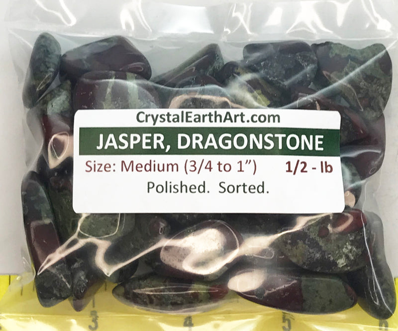 JASPER DRAGON STONE Medium (3/4" to 1") polished, red and green    1/2 lb