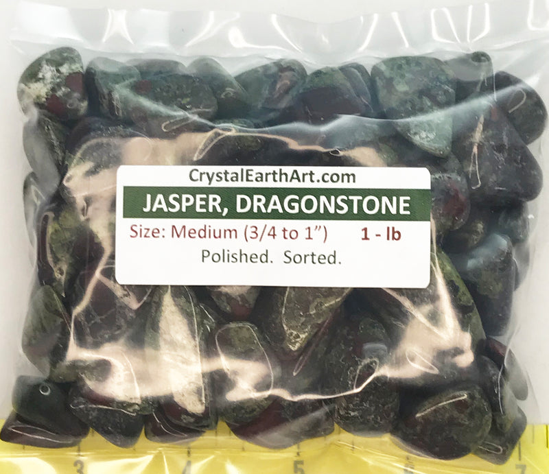 JASPER DRAGON STONE  Medium (3/4" to 1") polished, red and green    1 lb