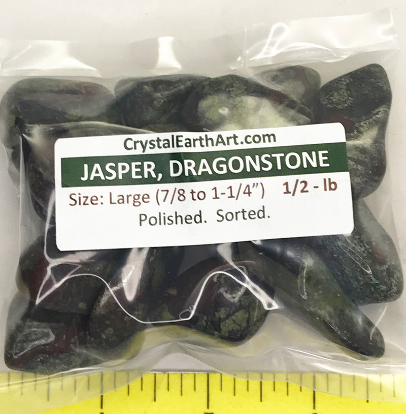 JASPER DRAGON STONE  Large (7/8" to 1-1/4") polished, dark green 1/2 lb bulk