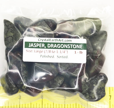 JASPER DRAGON STONE  Large (7/8" to 1-1/4") polished, dark green 1 lb bulk