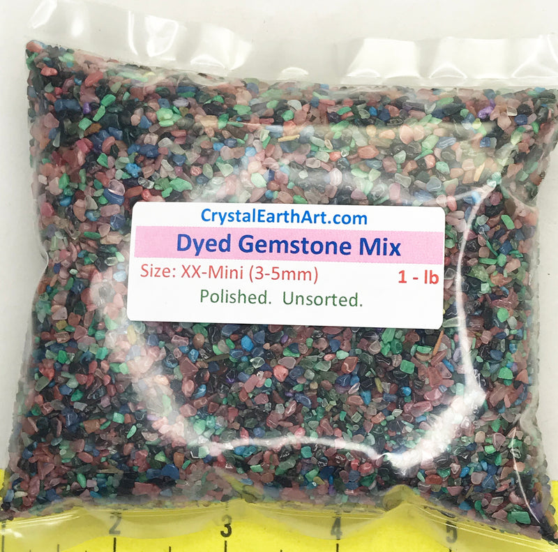 Gemstone Mix dyed X-Mini (4-6mm) polished mixed gemstones.  1 lb.