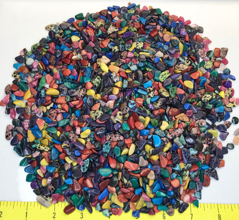 Gemstone Mix Dyed XX-Small (1/4-3/8") polished mixed gemstones.  1 lb.