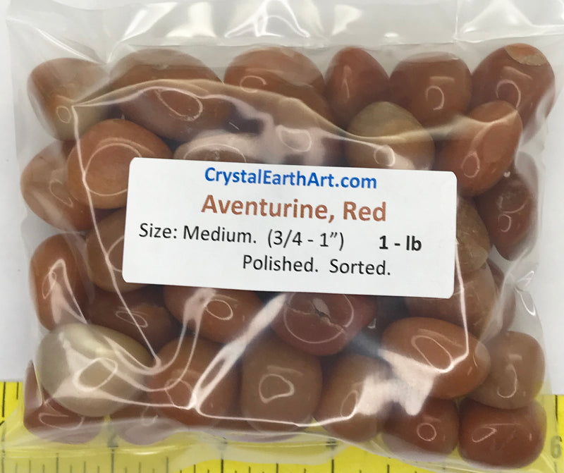 AVENTURINE Red Medium ( 3/4" to 1" ) polished stones.    1 lb