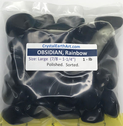 OBSIDIAN Rainbow Large ( 7/8" to 1-1/4") polished volcanic glass  1 lb