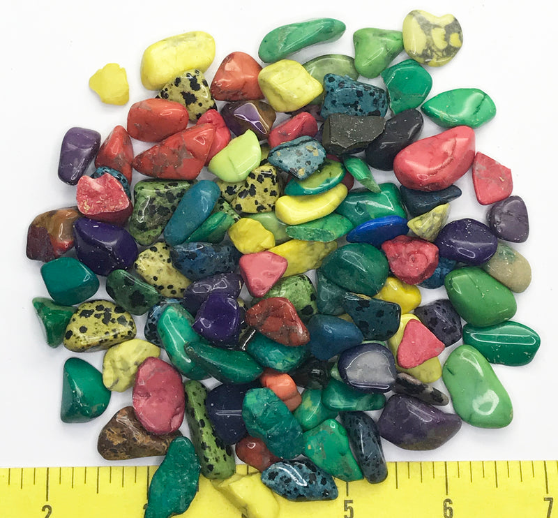 Gemstone Mix dyed Small (1/2-3/4") polished mixed gemstones.  1/2 lb.