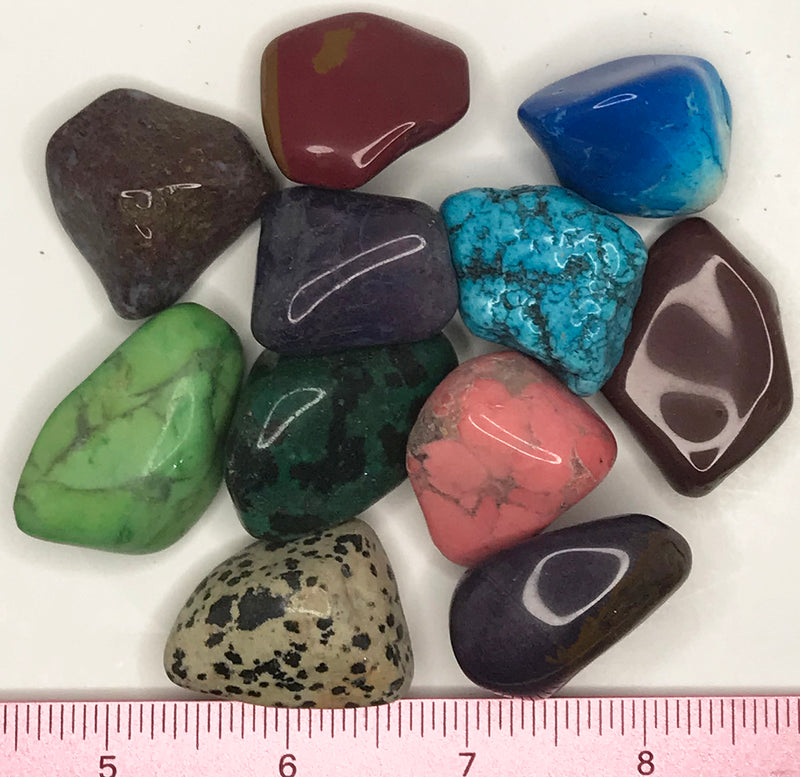 Gemstone Mix dyed X-Large (1-1/4 - 2") polished mixed gemstones.  1/2 lb.