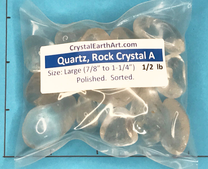 QUARTZ Rock Crystal Clear Large (7/8" - 1-1/4") polished stones,   1/2 lb