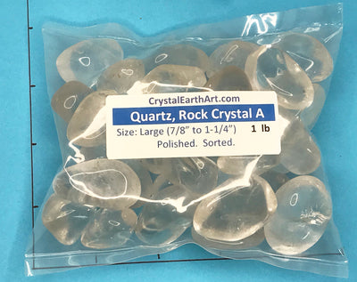 QUARTZ Rock Crystal Clear Large (7/8" - 1-1/4") polished stones,   1 lb