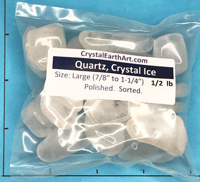 QUARTZ Crystal Ice Large (7/8" - 1-1/4") polished stones,   1/2 lb