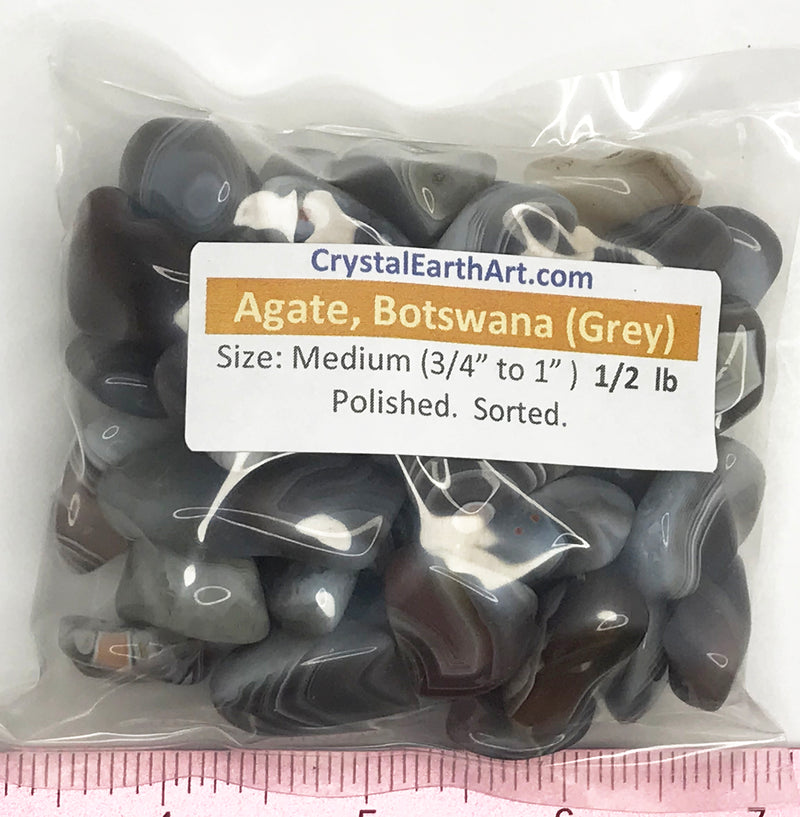 AGATE BOTSWANA GREY Medium ( 3/4" to 1" ) polished stones.    1/2 lb