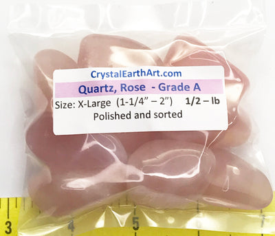 QUARTZ Rose X-Large (1-1/4 - 2") Grade A polished stones 1/2 lb.