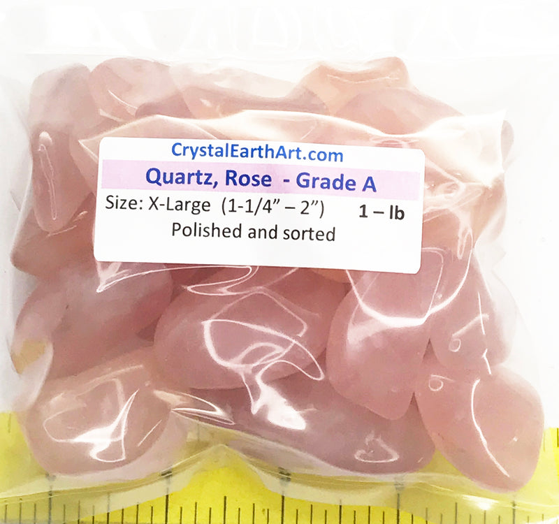 QUARTZ Rose X-Large (1-1/4 - 2") Grade A polished stones 1 lb.