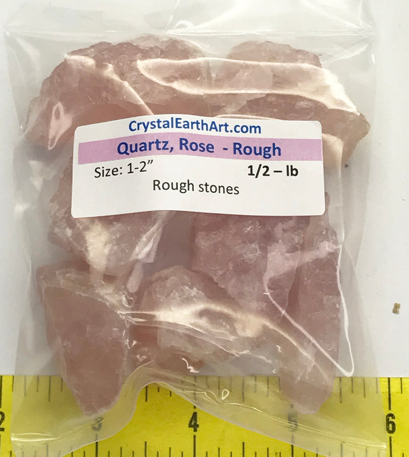 ROSE QUARTZ. Natural Crystals, size: 1-2" rough stones 1/2 lb.