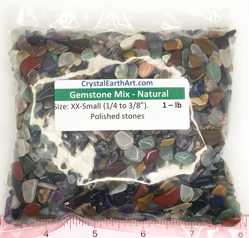 Gemstone Mix Natural XX-Small (1/4-3/8") polished mixed gemstones.  1 lb.