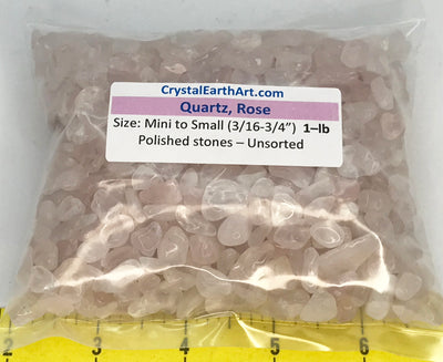 QUARTZ Rose Mini to Small (3/16" to 3/4")  polished stones    1 lb.