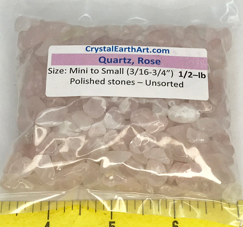 QUARTZ Rose Mini to Small (3/16" to 3/4")  polished stones    1/2 lb.