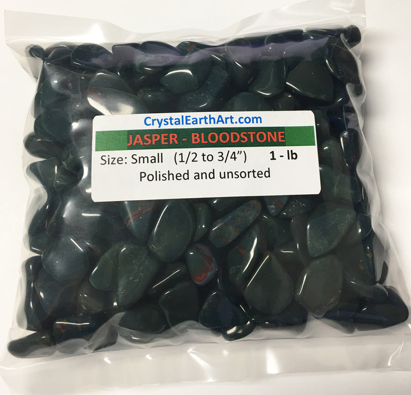 JASPER BLOODSTONE Small (1/2" to 3/4") polished, dark green 1 lb bulk