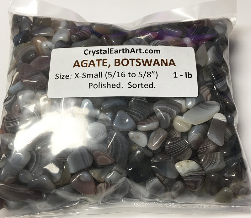 AGATE BOTSWANA GREY X-SMALL ( 5/16" to 5/8" ) polished stones.    1 lb