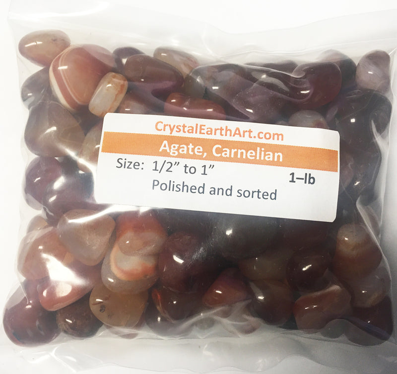 Agate CARNELIAN  polished stones size 1/2" to 1"   1 lb