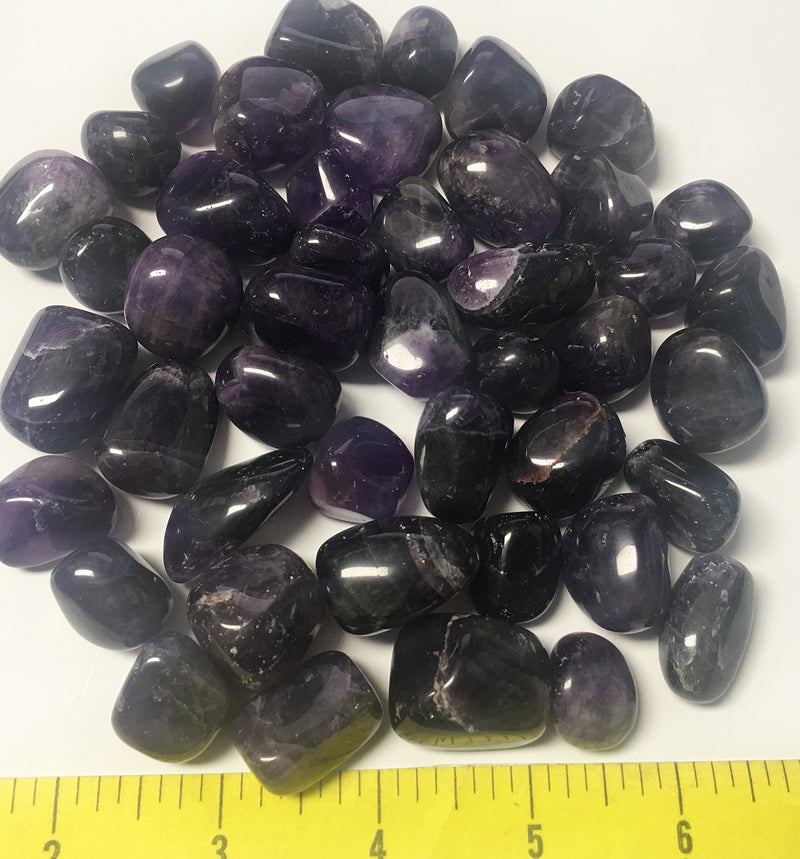 AMETHYST DARK Medium (3/4 to 1") polished stones 1 lb