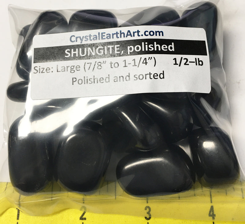 SHUNGITE size Large (7/8" to 1-1/4") polished EMF absorber    1/2 lb
